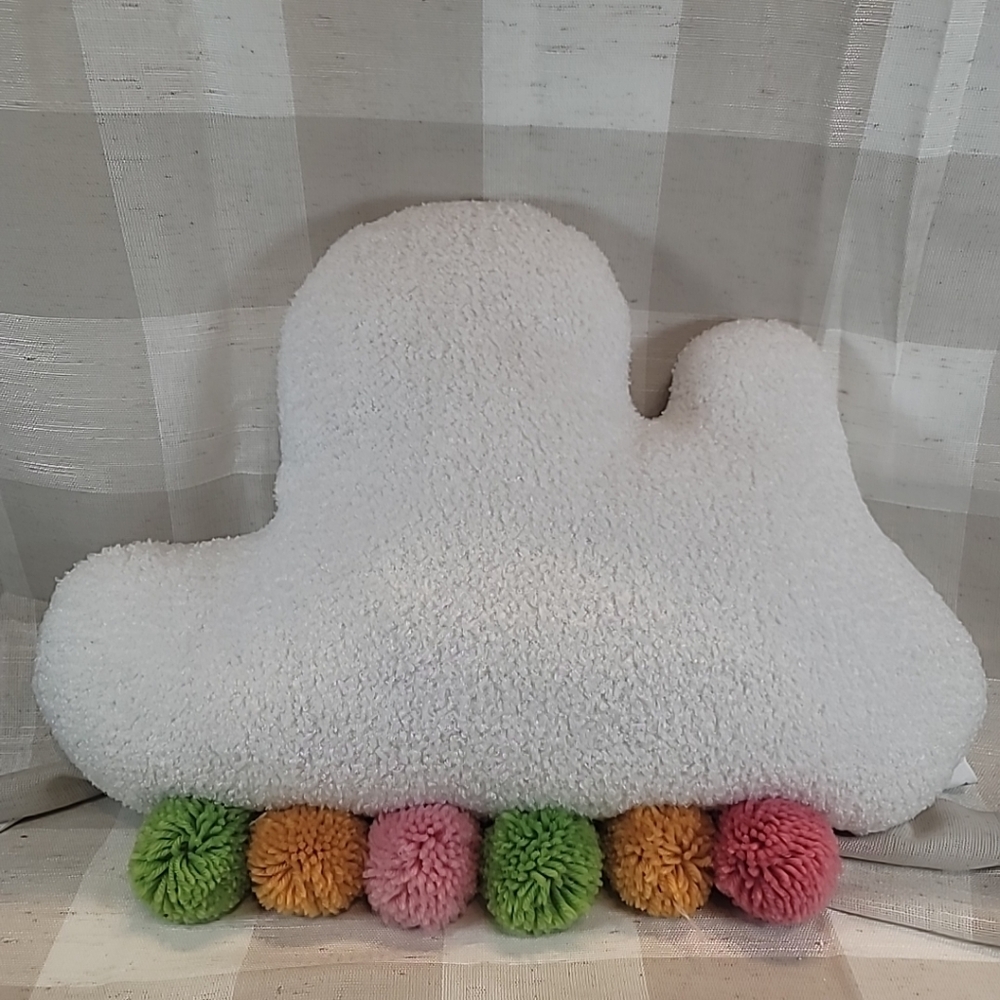 Cloud Pillow w/ Scented Satchel & Rainbow Pompoms CUTE! 21"